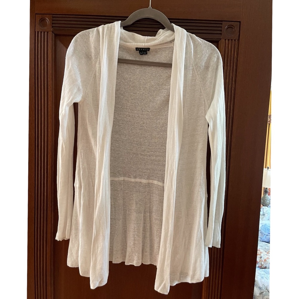 Theory white linen sweater